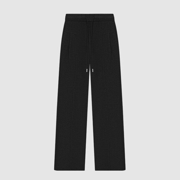 B.Sure Black Straight Drawstring Wide-Leg Casual Pants - Picture 1 of 4